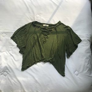 ARMY GREEN LACE UP CROP TOP